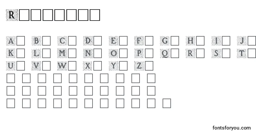 Roycroft-fontti – aakkoset, numerot, erikoismerkit