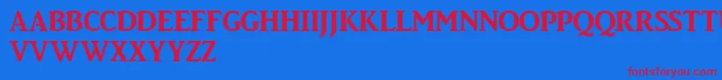Bigtowneboldフォントについての詳細 フォントBigtownebold – 赤い文字の青い背景