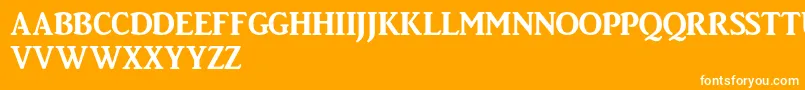 Bigtownebold-Schriftart – Weiße Schriften auf orangefarbenem Hintergrund