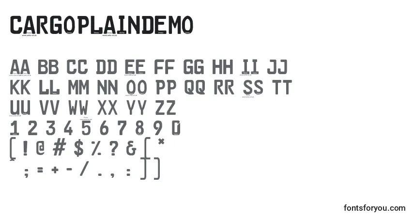Шрифт Cargoplaindemo – алфавит, цифры, специальные символы