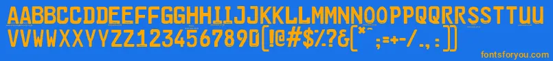 Cargoplaindemo-Schriftart – Orangefarbene Schriften auf blauem Hintergrund