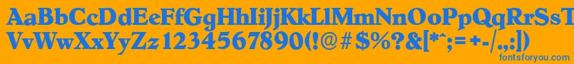 フォントHobokenserialXboldRegular – オレンジの背景に青い文字