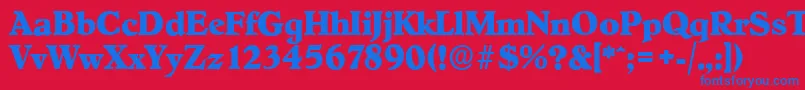フォントHobokenserialXboldRegular – 赤い背景に青い文字