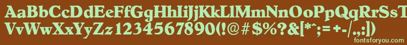 フォントHobokenserialXboldRegular – 緑色の文字が茶色の背景にあります。