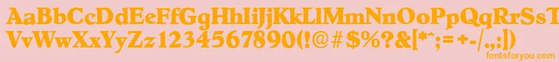 フォントHobokenserialXboldRegular – オレンジの文字がピンクの背景にあります。