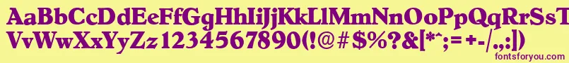 HobokenserialXboldRegular Font – Purple Fonts on Yellow Background