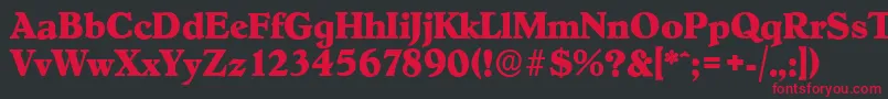 フォントHobokenserialXboldRegular – 黒い背景に赤い文字