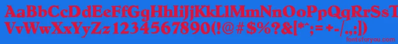 HobokenserialXboldRegular Font – Red Fonts on Blue Background