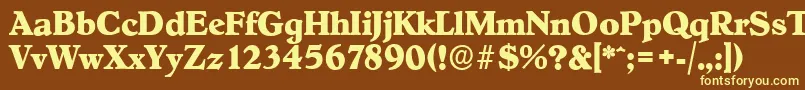 HobokenserialXboldRegular-fontti – keltaiset fontit ruskealla taustalla