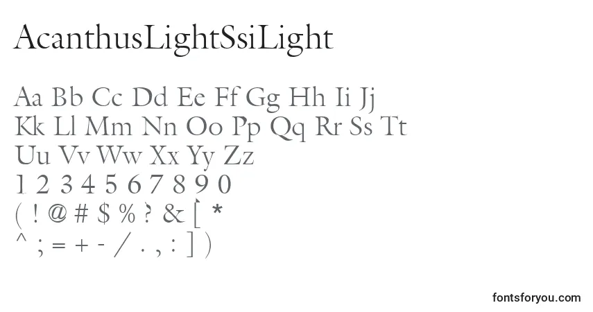 A fonte AcanthusLightSsiLight – alfabeto, números, caracteres especiais