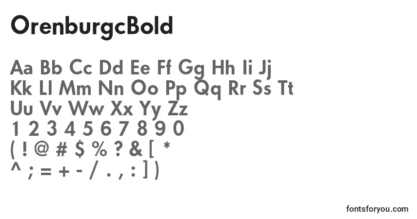 Шрифт OrenburgcBold – алфавит, цифры, специальные символы