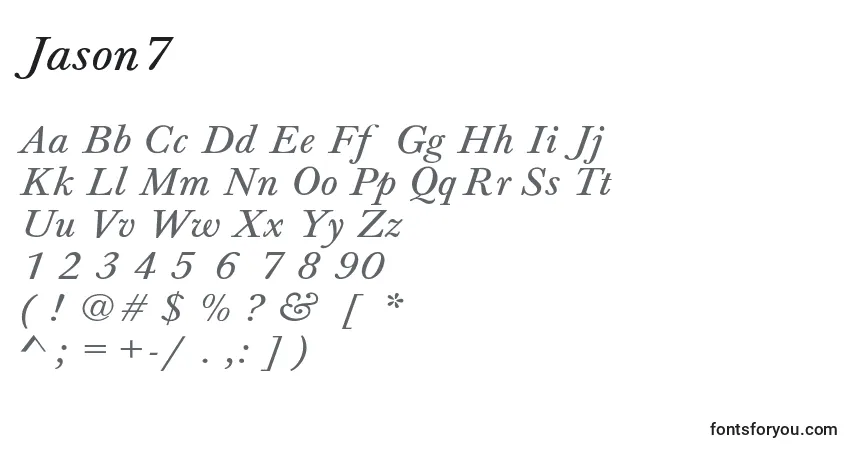 Czcionka Jason7 – alfabet, cyfry, specjalne znaki