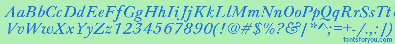 フォントJason7 – 青い文字は緑の背景です。