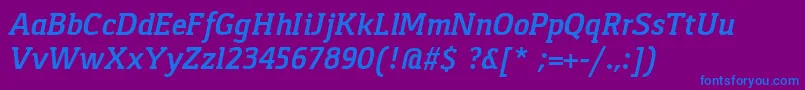 フォントGasparBoldItalic – 紫色の背景に青い文字
