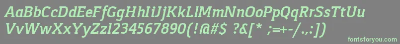 GasparBoldItalic-fontti – vihreät fontit harmaalla taustalla