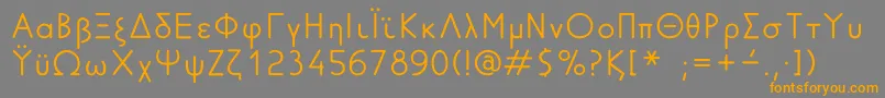 GreekFuturaLdr-Schriftart – Orangefarbene Schriften auf grauem Hintergrund
