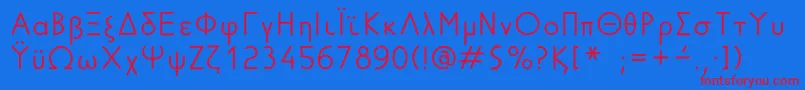 GreekFuturaLdr Font – Red Fonts on Blue Background