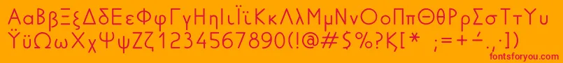 GreekFuturaLdr Font – Red Fonts on Orange Background