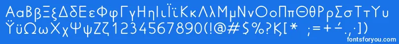 フォントGreekFuturaLdr – 青い背景に白い文字