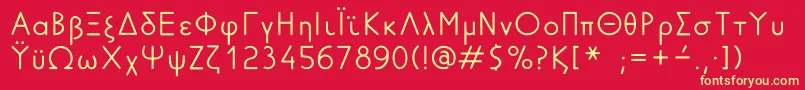 GreekFuturaLdr-Schriftart – Gelbe Schriften auf rotem Hintergrund