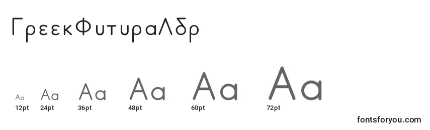 GreekFuturaLdr Font Sizes