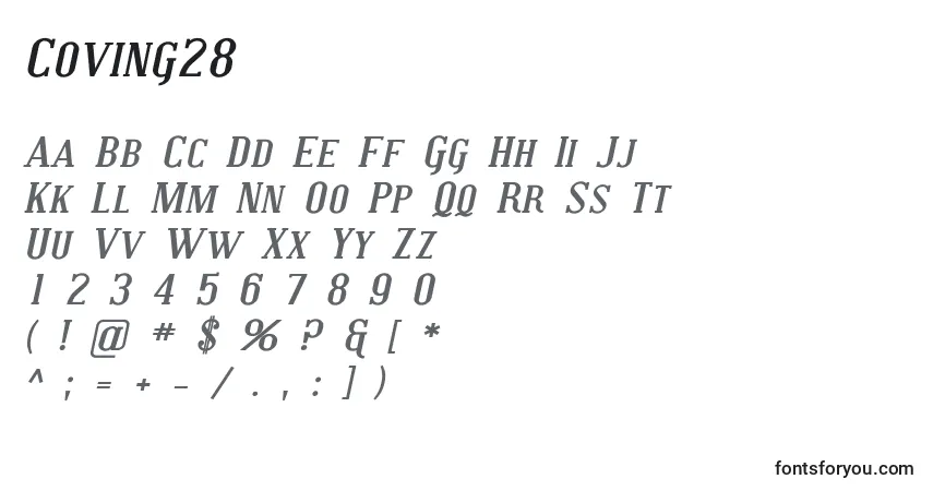 Шрифт Coving28 – алфавит, цифры, специальные символы
