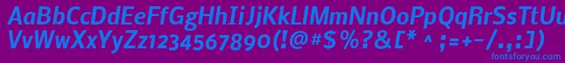 フォントNobileBoldItalic – 紫色の背景に青い文字