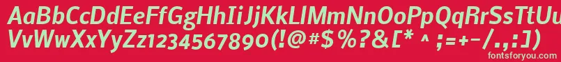 フォントNobileBoldItalic – 赤い背景に緑の文字