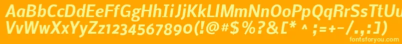 NobileBoldItalic-Schriftart – Gelbe Schriften auf orangefarbenem Hintergrund