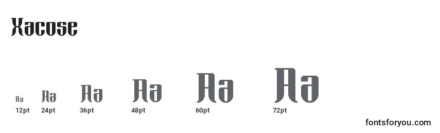 Размеры шрифта Xacose