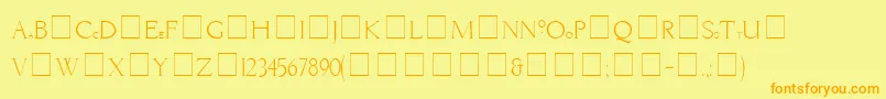 LiviaMedium-Schriftart – Orangefarbene Schriften auf gelbem Hintergrund