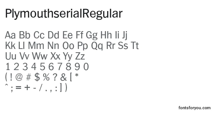 Schriftart PlymouthserialRegular – Alphabet, Zahlen, spezielle Symbole