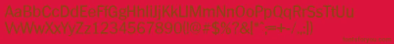 PlymouthserialRegular-Schriftart – Braune Schriften auf rotem Hintergrund