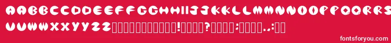 PacmanicRegular-Schriftart – Weiße Schriften auf rotem Hintergrund