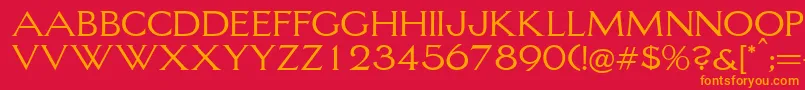 フォントLagniappe – 赤い背景にオレンジの文字