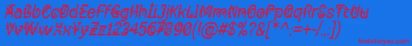 フォントComponentItalic – 赤い文字の青い背景