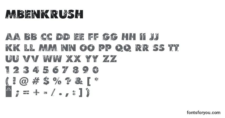 Schriftart MBenKrush – Alphabet, Zahlen, spezielle Symbole