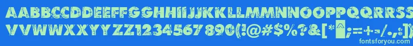 MBenKrush Font – Green Fonts on Blue Background