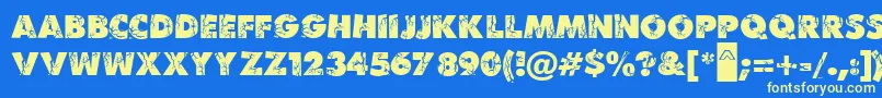 MBenKrush Font – Yellow Fonts on Blue Background
