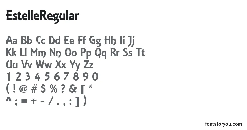 Czcionka EstelleRegular – alfabet, cyfry, specjalne znaki