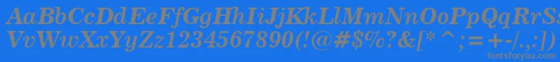 フォントNews705BoldItalicBt – 青い背景に灰色の文字