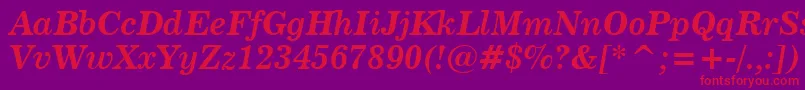 News705BoldItalicBt Font – Red Fonts on Purple Background