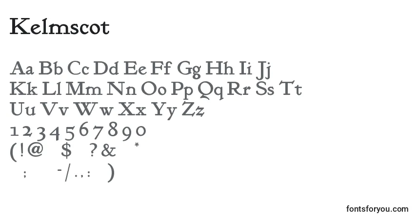 Kelmscot-fontti – aakkoset, numerot, erikoismerkit