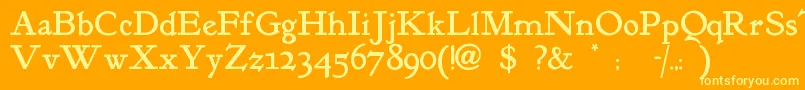 Kelmscot Font – Yellow Fonts on Orange Background