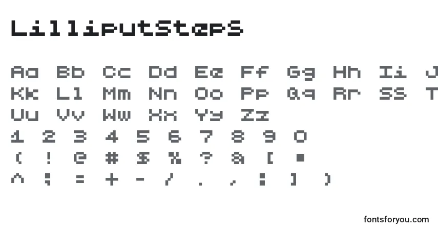 Schriftart LilliputSteps (49659) – Alphabet, Zahlen, spezielle Symbole