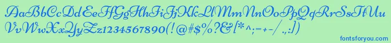 NiconneRegular-Schriftart – Blaue Schriften auf grünem Hintergrund