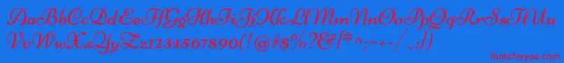 NiconneRegular-fontti – punaiset fontit sinisellä taustalla