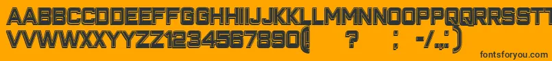 ClosenessOutlineFilled-Schriftart – Schwarze Schriften auf orangefarbenem Hintergrund
