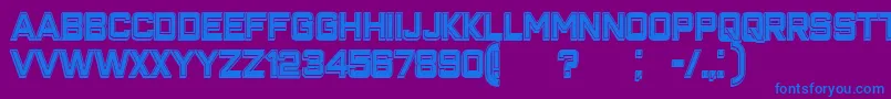 フォントClosenessOutlineFilled – 紫色の背景に青い文字