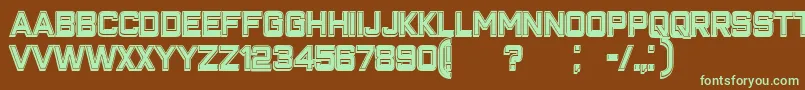 フォントClosenessOutlineFilled – 緑色の文字が茶色の背景にあります。